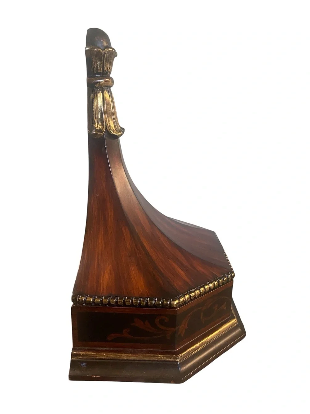 Antique Neoclassic Style Wood Wall Decor Octagonal Top Shelf w/Mahogany Veneer